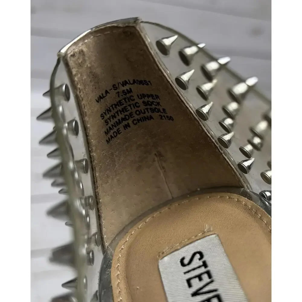 Steve Madden Vala Stud Clear Pumps Silver Spikes Punk Goth Size 7.5 - Picture 7 of 8